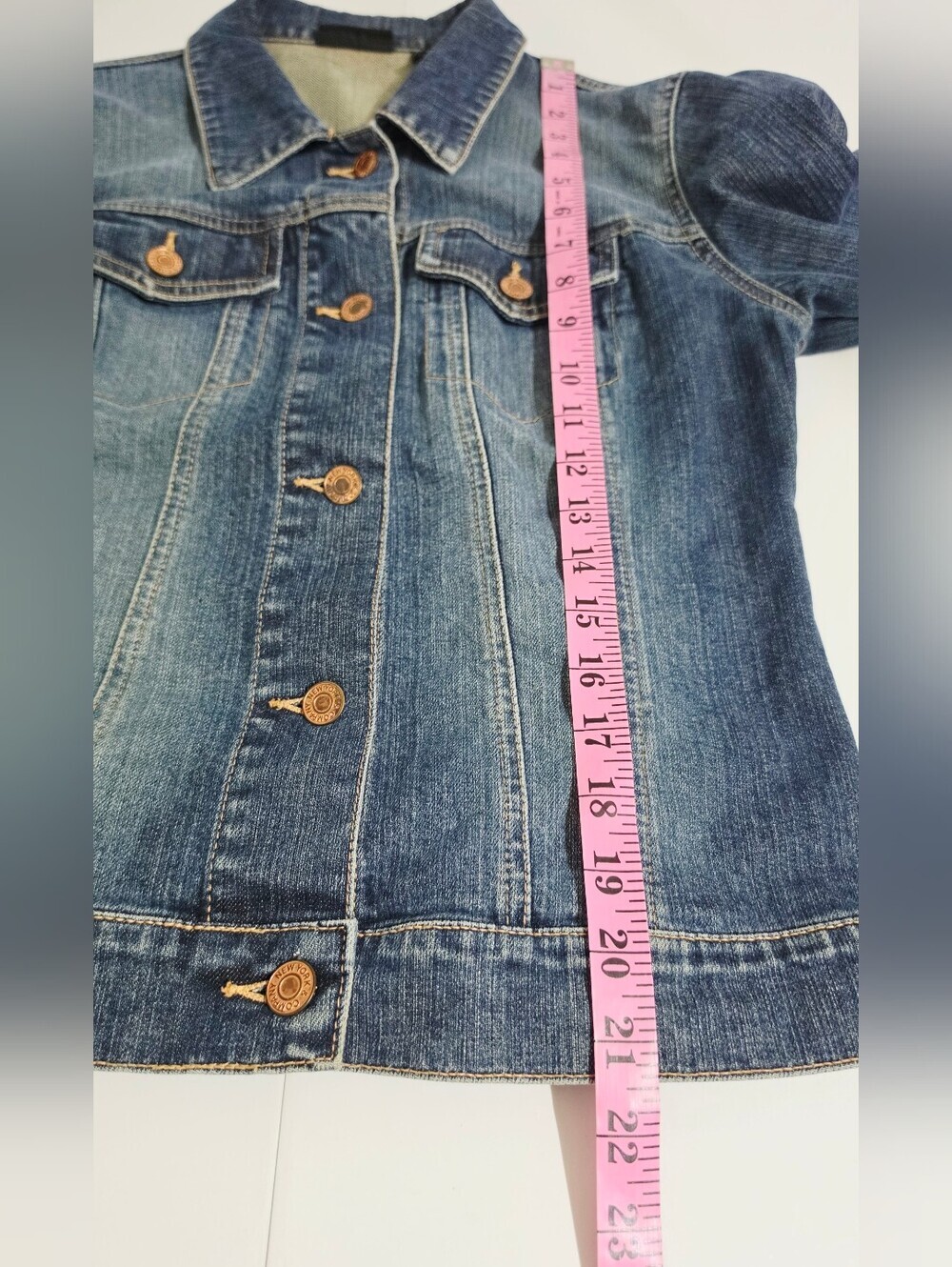 New York & Company Denim Jean Jacket Womens Size 4 Blue Fitted Stretch Trucker - Picture 8 of 12